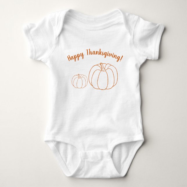 Happy Thanksgiving Orangenkürbis niedlich Baby Strampler (Vorderseite)
