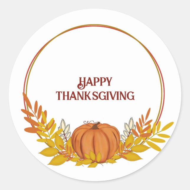 Happy Thanksgiving Pampkin Runder Aufkleber (Vorderseite)
