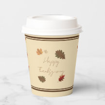 'Happy Thanksgiving' Paper Cup Set (mit Deckel)