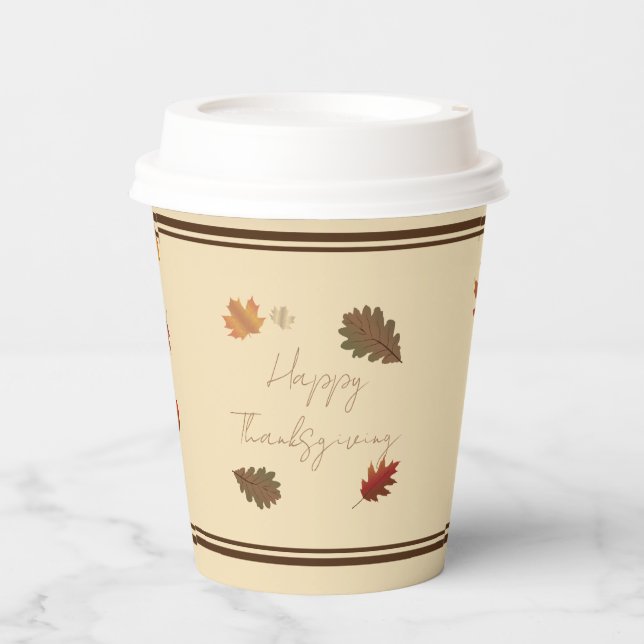 'Happy Thanksgiving' Paper Cup Set (mit Deckel) Pappbecher (Vorderseite)
