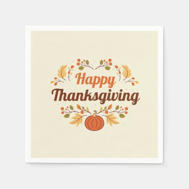 Happy Thanksgiving Paper Napkin Serviette (Vorderseite)