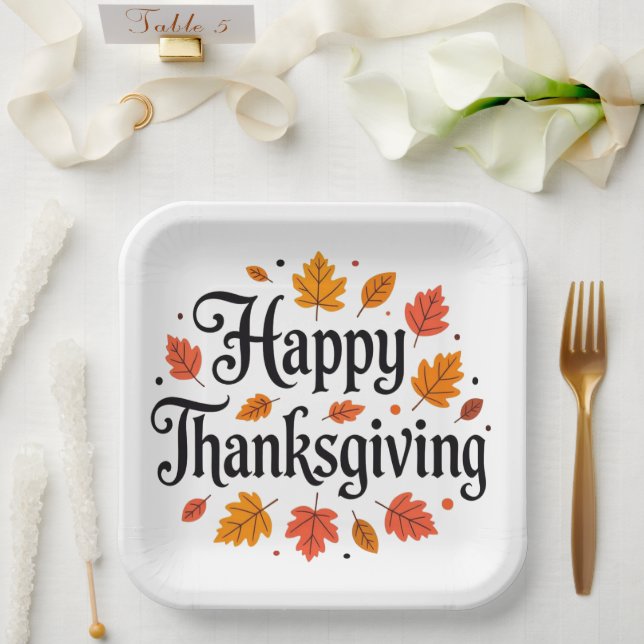 Happy Thanksgiving Pappteller (Hochzeit)