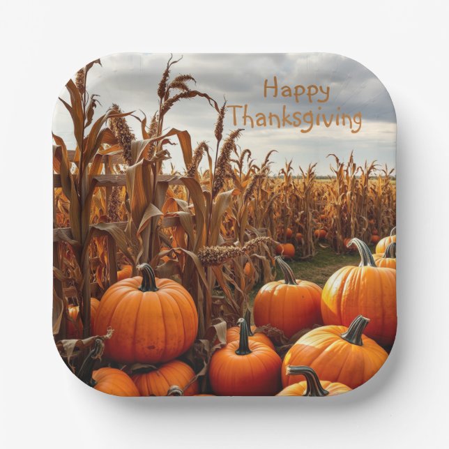 Happy Thanksgiving Pappteller (Vorderseite)