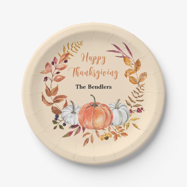 Happy Thanksgiving Personalisierte Papierplatte Pappteller (Vorderseite)
