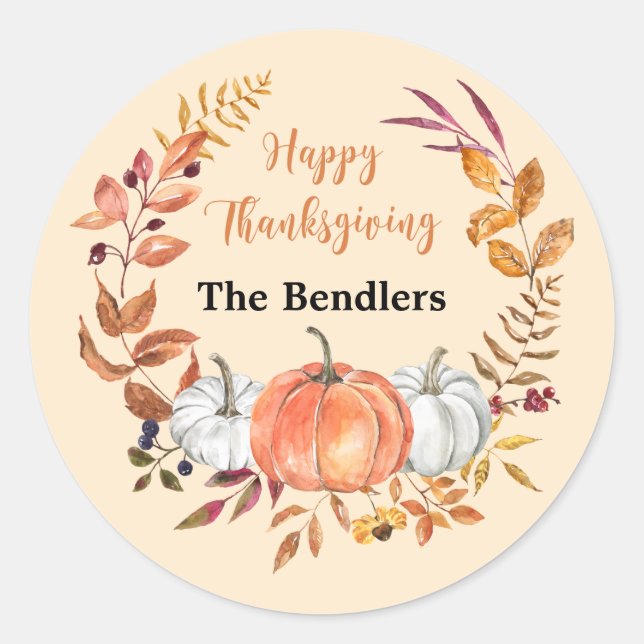 Happy Thanksgiving Personalisierter Aufkleber (Vorderseite)