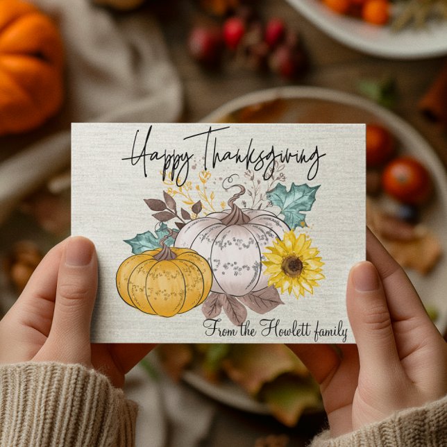 Happy Thanksgiving Personalisierter Wasserfarbenkü Postkarte (Von Creator hochgeladen)