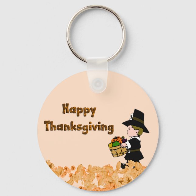 Happy Thanksgiving Pilgrim Schlüsselanhänger (Vorderseite)