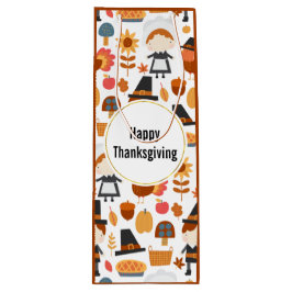 Happy Thanksgiving Pilgrims ernten Muster Geschenktüte Für Weinflaschen