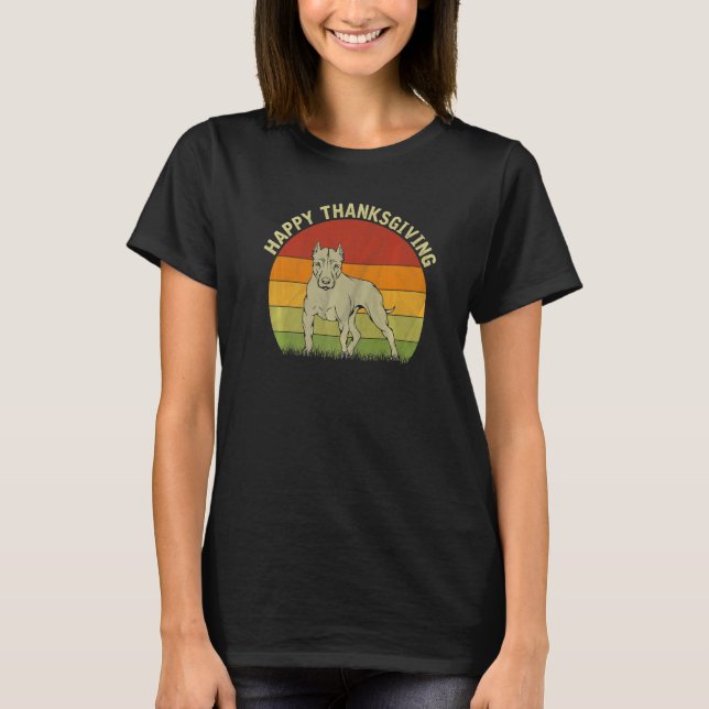 Happy Thanksgiving Pitbull Dog  Thanksgiving Costu T-Shirt (Vorderseite)