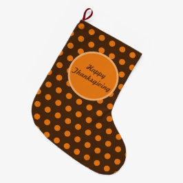 Happy Thanksgiving Polka Dot Reversible Strumpf Großer Weihnachtsstrumpf