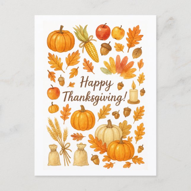 Happy Thanksgiving Postcard Postkarte (Vorderseite)