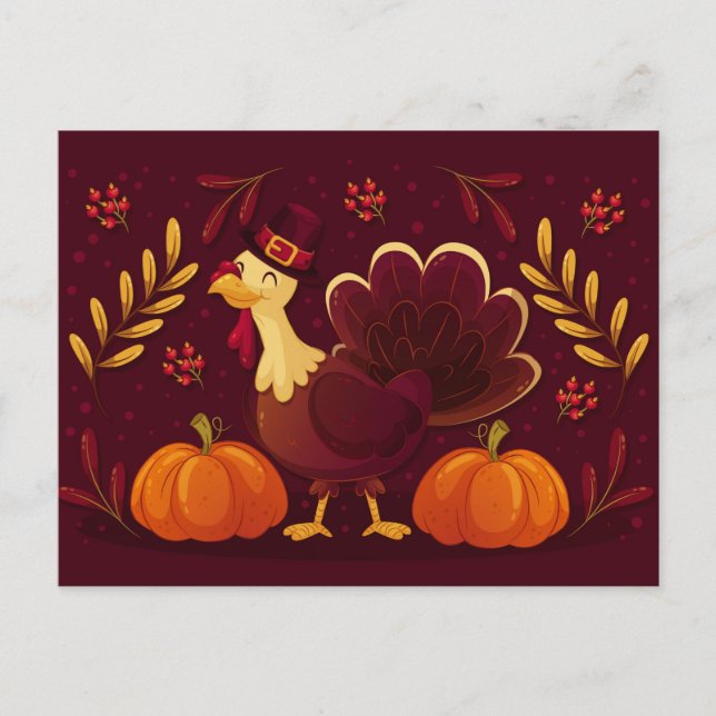 Happy Thanksgiving Postkarte (Vorderseite)