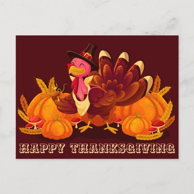 Happy Thanksgiving Postkarte (Vorderseite)