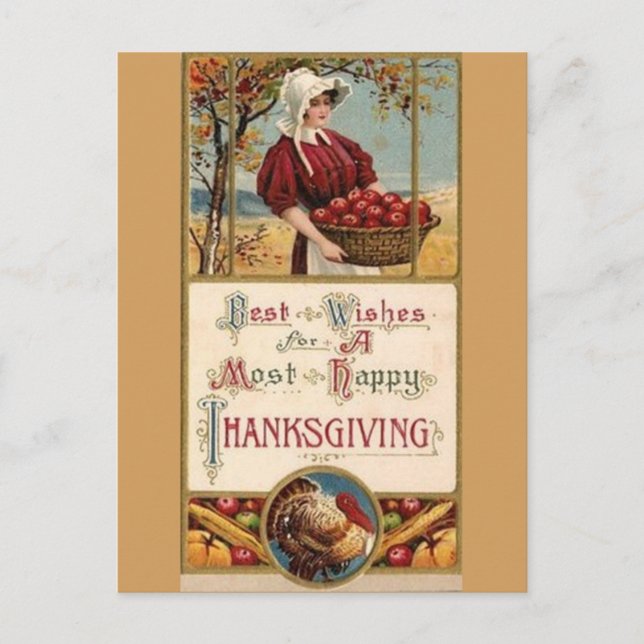 Happy Thanksgiving Postkarte (Vorderseite)