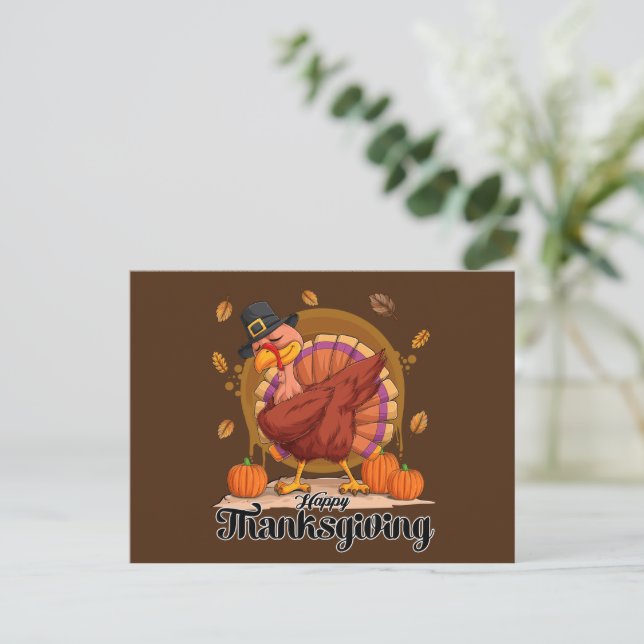 Happy Thanksgiving Postkarte (Stehend Vorderseite)