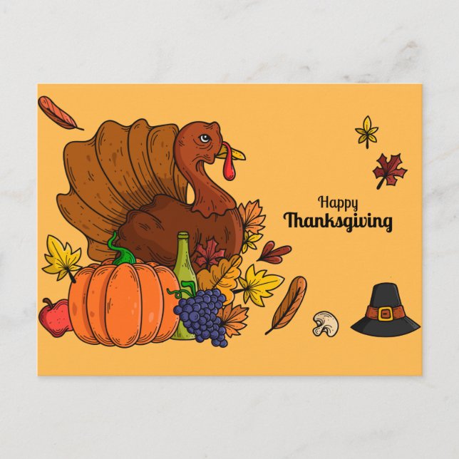 Happy Thanksgiving Postkarte (Vorderseite)