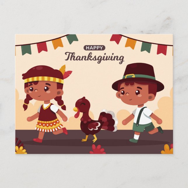 Happy Thanksgiving Postkarte (Vorderseite)