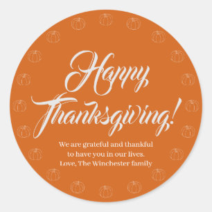 Happy Thanksgiving pumpkin benutzerdefinierte Skri Runder Aufkleber