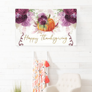 Happy Thanksgiving Pumpkin Burgundy Blume Banner
