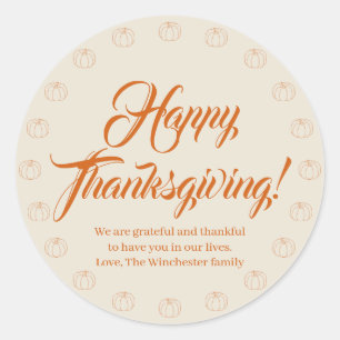 Happy Thanksgiving Pumpkin Creme benutzerdefiniert Runder Aufkleber