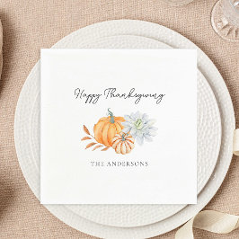 Happy Thanksgiving Pumpkin Fall Elegant Serviette