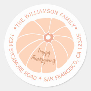 Happy Thanksgiving Pumpkin Familie Rücksendeadress Runder Aufkleber