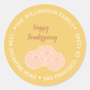 Happy Thanksgiving Pumpkin Familie Rücksendeadress Runder Aufkleber