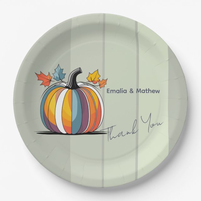 Happy Thanksgiving Pumpkin Pappteller (Vorderseite)