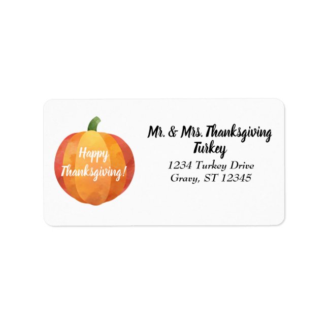 Happy Thanksgiving Pumpkin Rücksendeadresse Adressaufkleber (Vorne)