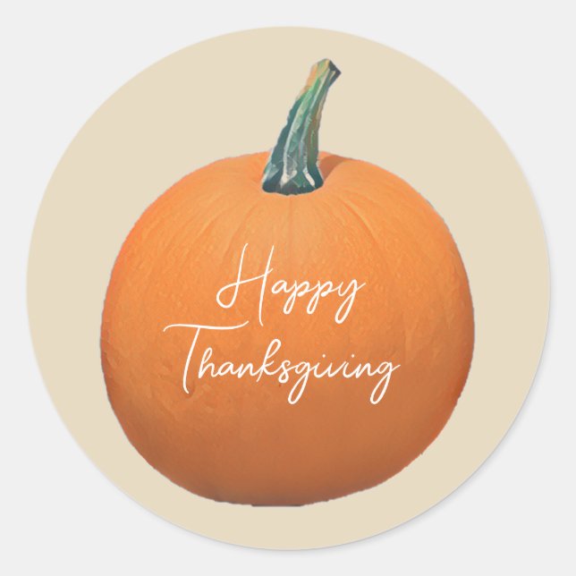 Happy Thanksgiving Pumpkin Runder Aufkleber (Vorderseite)
