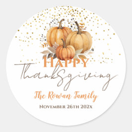 Happy Thanksgiving Pumpkin Runder Aufkleber