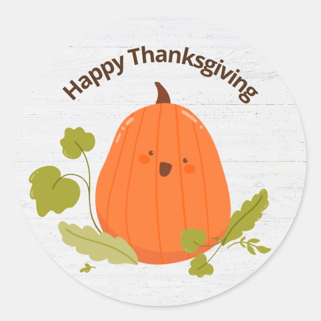 Happy Thanksgiving Pumpkin Runder Aufkleber (Vorderseite)