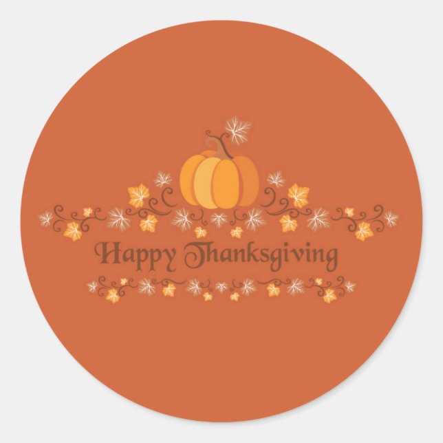Happy Thanksgiving Pumpkin Verlasse Umschlag Aufkl Runder Aufkleber (Vorderseite)