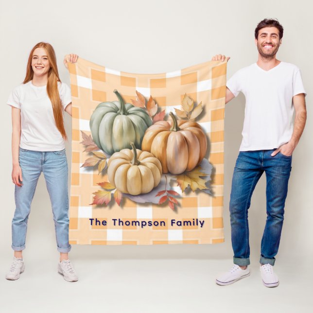 Happy Thanksgiving Pumpkins & Autumn Leaves Fleecedecke (Beispiel)