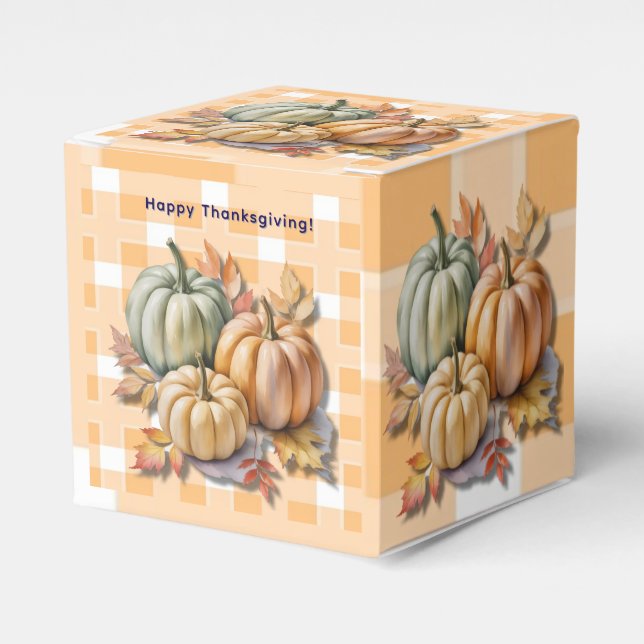 Happy Thanksgiving Pumpkins & Autumn Leaves Geschenkschachtel (Vorderseite)