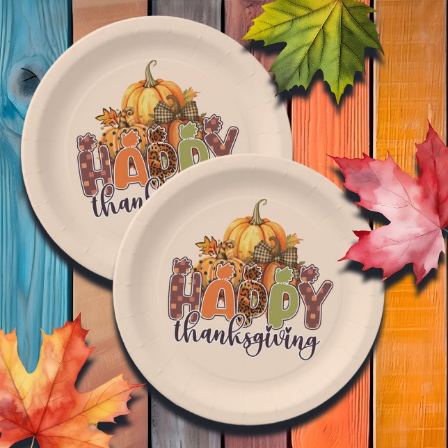 Happy Thanksgiving Pumpkins Pappteller (Von Creator hochgeladen)