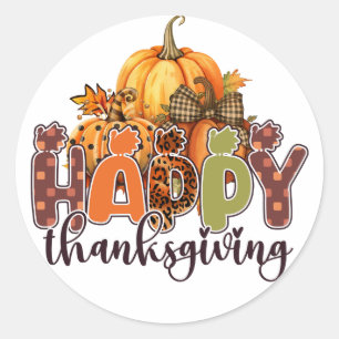 Happy Thanksgiving Pumpkins Runder Aufkleber