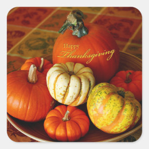 Happy Thanksgiving Quadratischer Aufkleber
