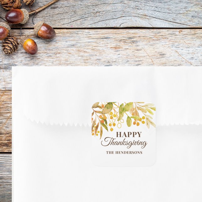 Happy Thanksgiving Quadratischer Aufkleber (Von Creator hochgeladen)