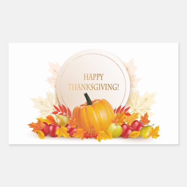 Happy Thanksgiving Rechteckiger Aufkleber (Vorderseite)