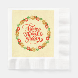 Happy Thanksgiving Red Gold Wreath geprägtes Mitta Serviette