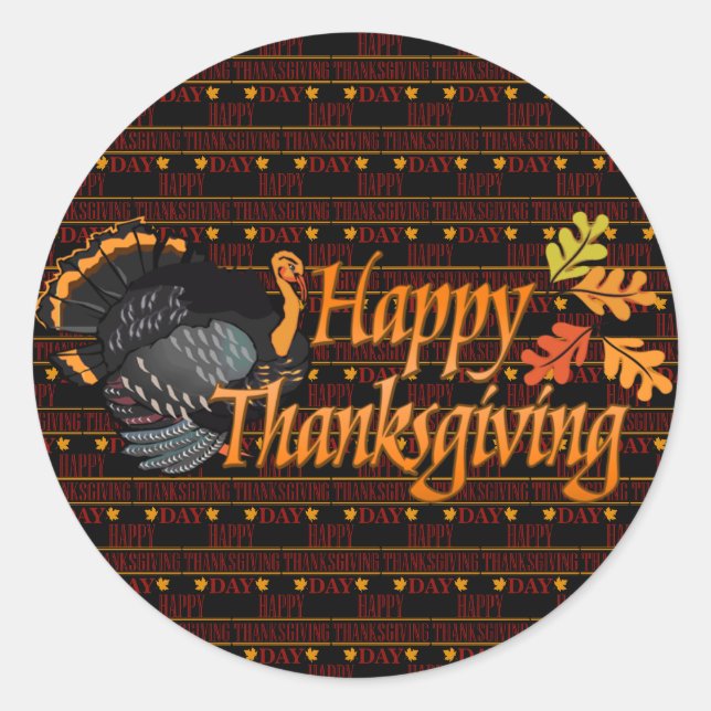 Happy Thanksgiving Runder Aufkleber (Vorderseite)
