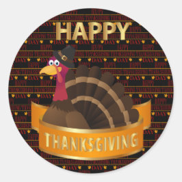 Happy Thanksgiving Runder Aufkleber