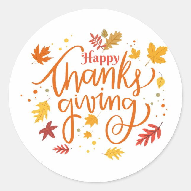 Happy Thanksgiving Runder Aufkleber (Vorderseite)