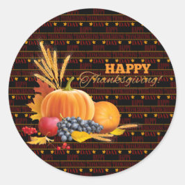 Happy Thanksgiving Runder Aufkleber
