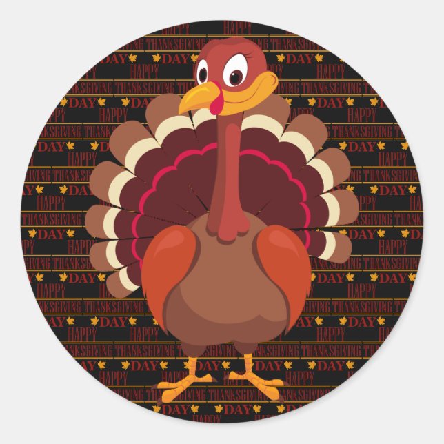 Happy Thanksgiving Runder Aufkleber (Vorderseite)