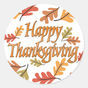 Happy Thanksgiving Runder Aufkleber