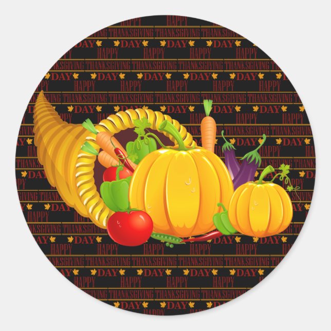 Happy Thanksgiving Runder Aufkleber (Vorderseite)
