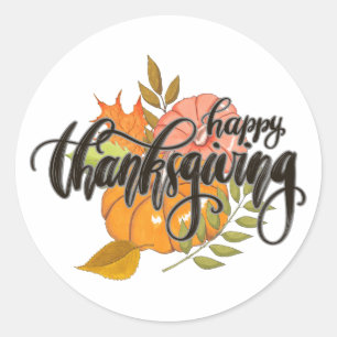 Happy Thanksgiving Runder Aufkleber