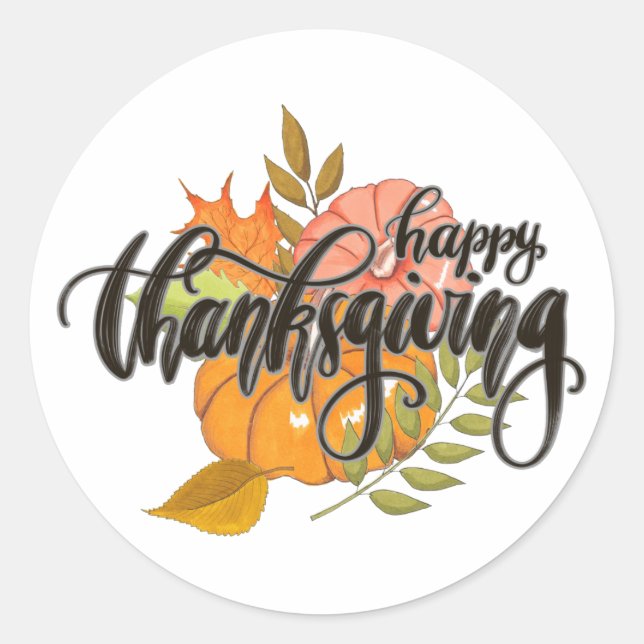 Happy Thanksgiving Runder Aufkleber (Vorderseite)